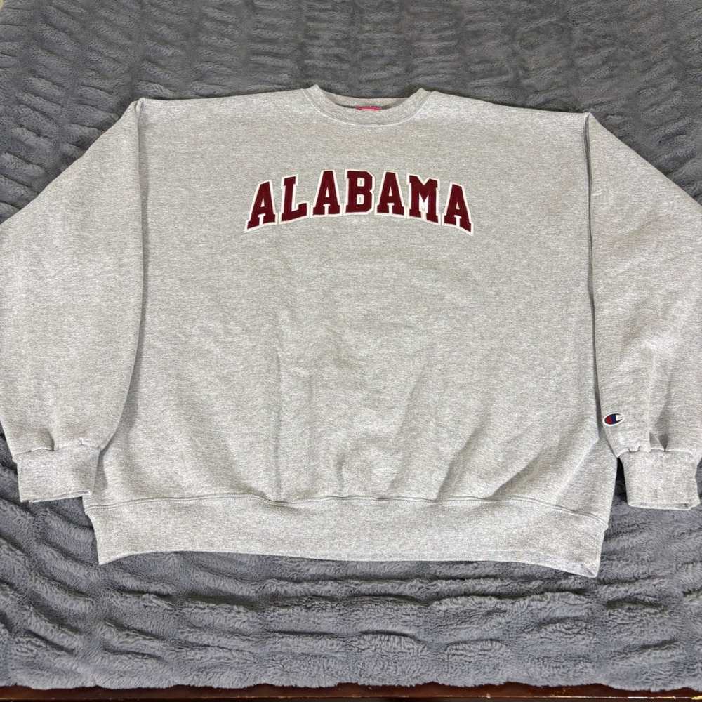 Champion Alabama Crimson Tide Sweatshirt XXL Heather Gray Embroidered Crewneck